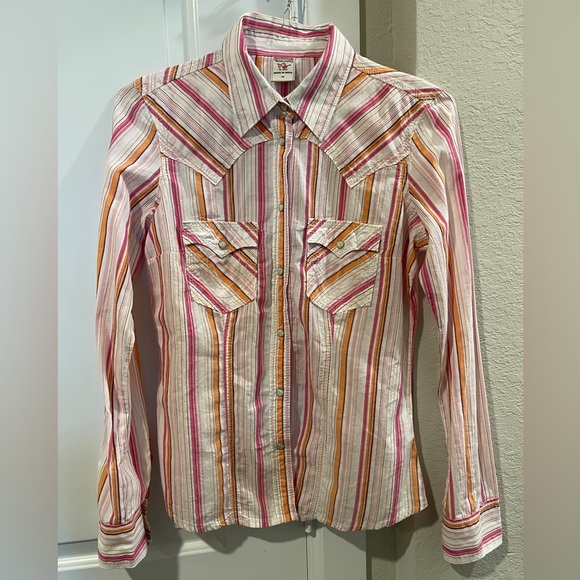 True Religion Western Style Women’s Striped Long-sleeve Button-down Medium - Picture 1 of 9
